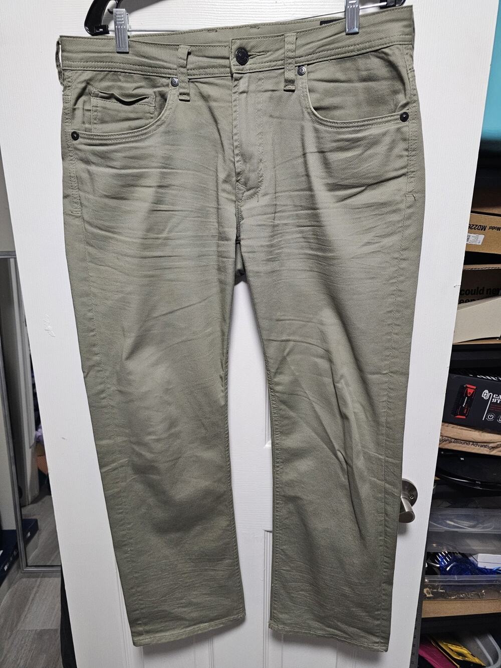 Buffalo David Bitton Six-X Jeans Mens 34x30 Slim Straight Stretch Olive